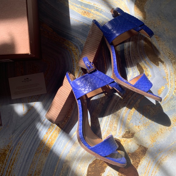 Coach • Lexey Cobalt Snakeskin Heels - Picture 4 of 8